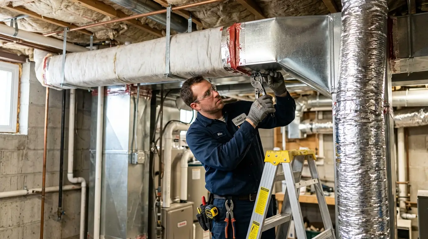 Installing a new duct takeoff on a trunk line