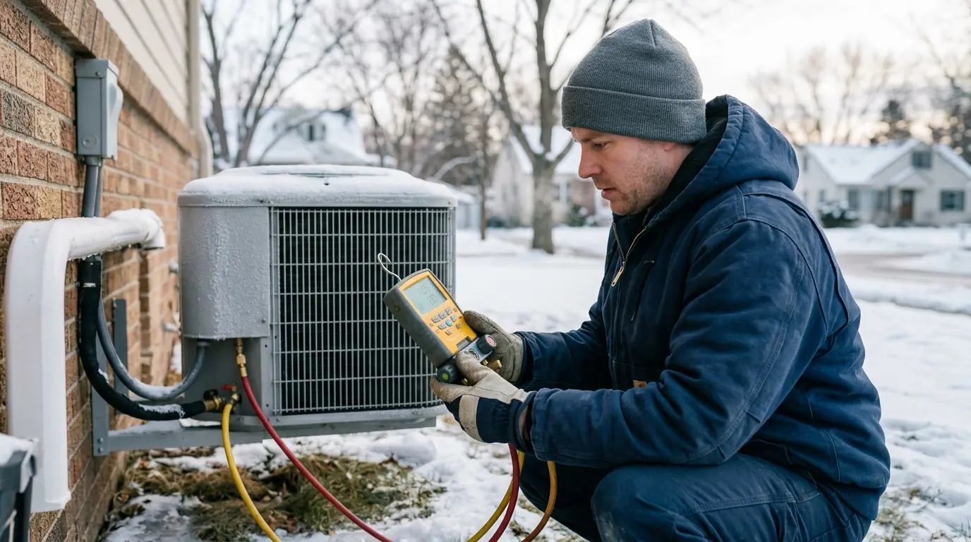 Checking heat pump pressures in winter