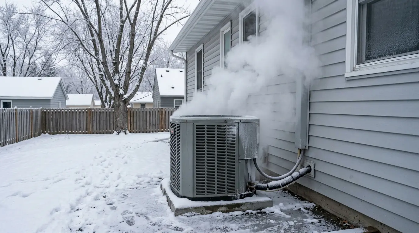 Heat pump steaming during a defrost cycle