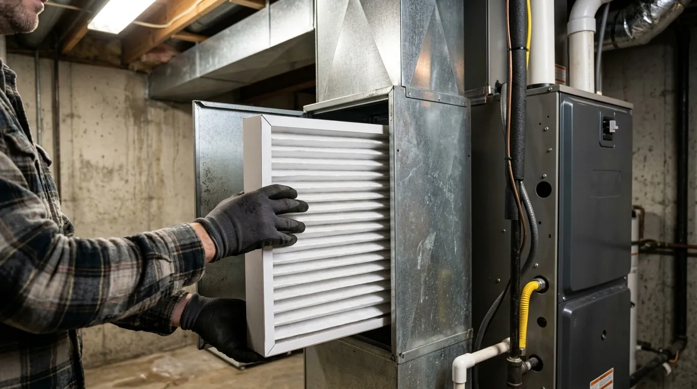 Deep pleated media filter in a filter cabinet