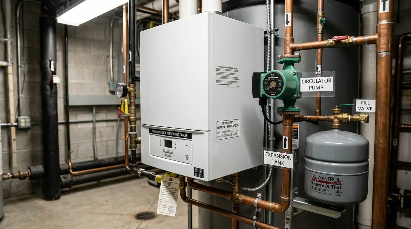 Hot water boiler after annual service