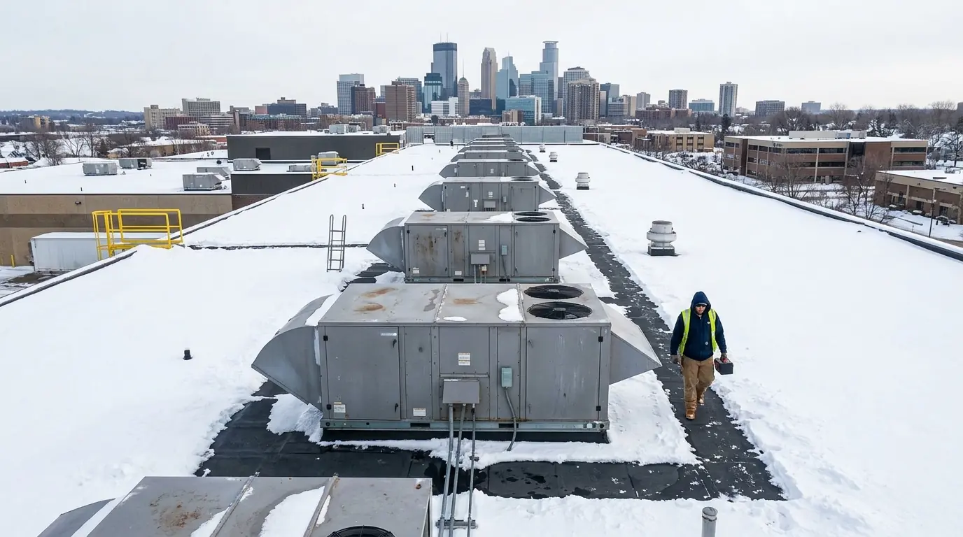 Rooftop units on a commercial roof