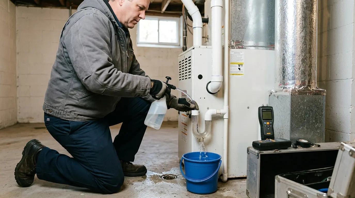 Flushing a furnace condensate trap