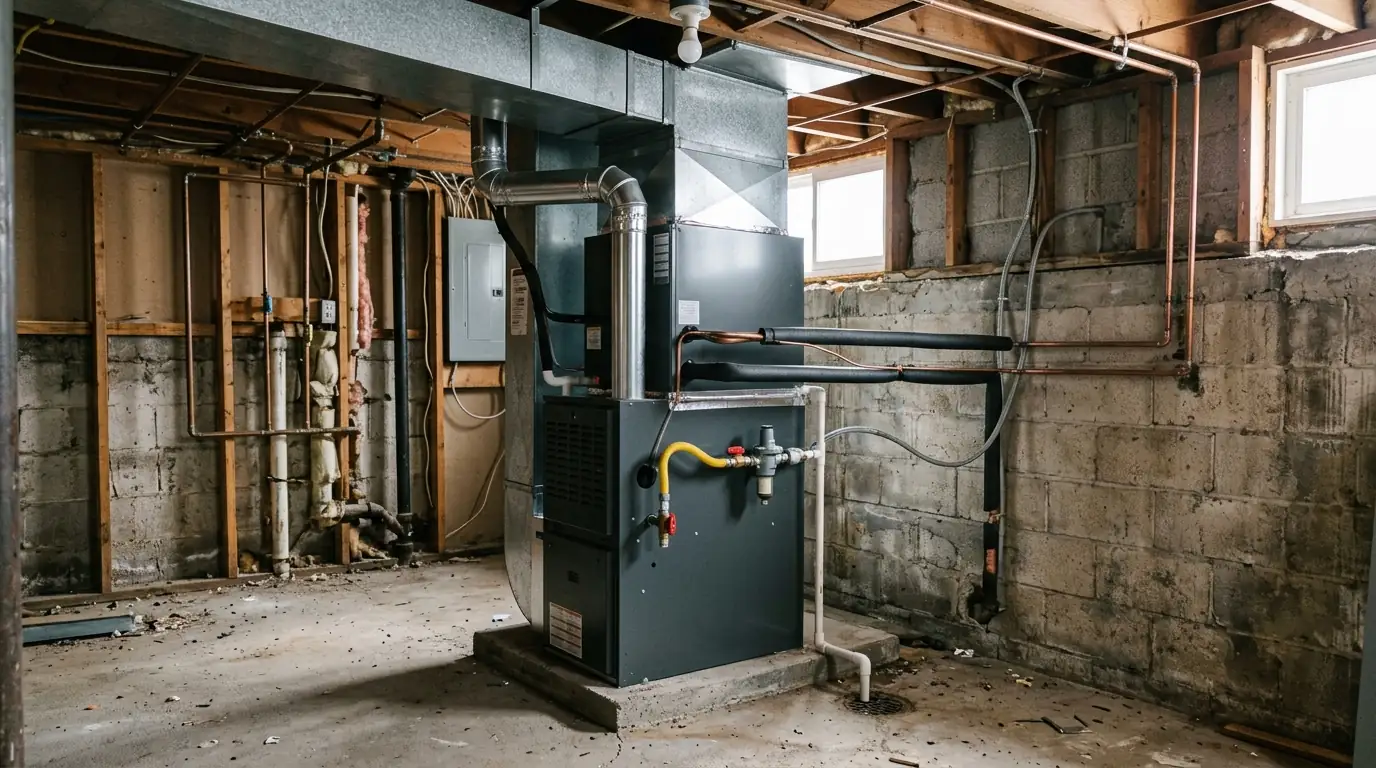 Heat pump coil on a gas furnace