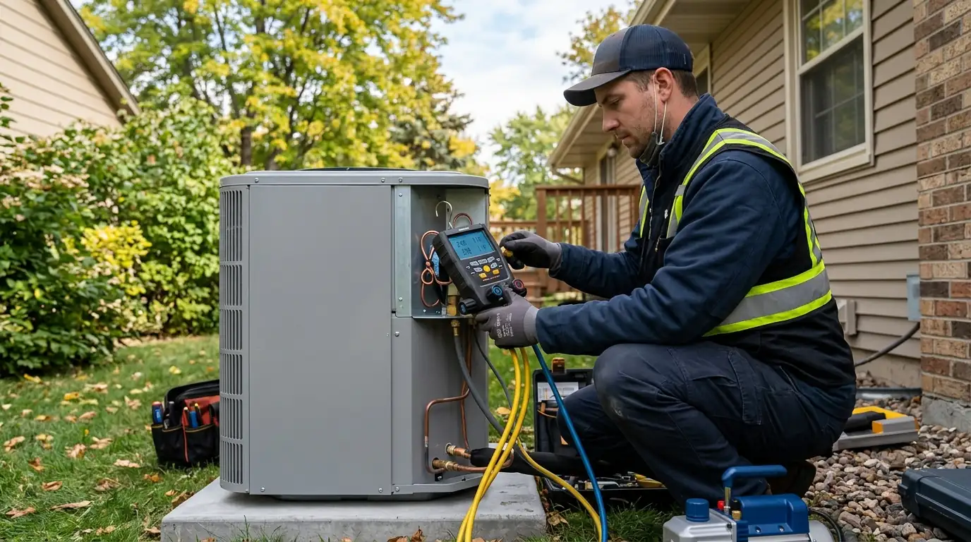 Commissioning a new air conditioner with digital gauges