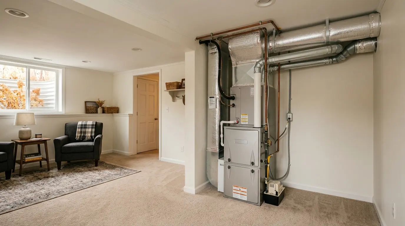 Postwar Kenny house in southwest Minneapolis with a new furnace in a finished basement, nhavfd Minneapolis
