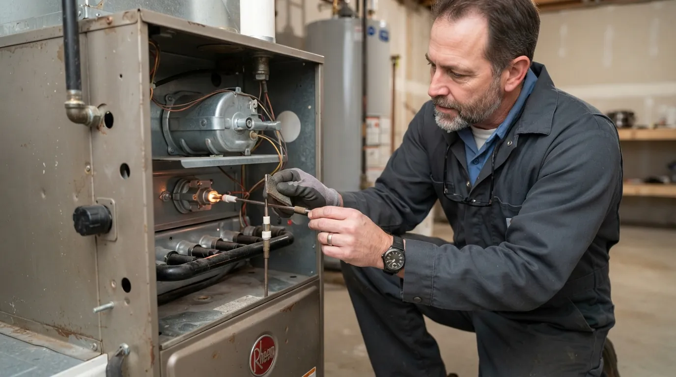 Cleaning a furnace flame sensor during a tune-up