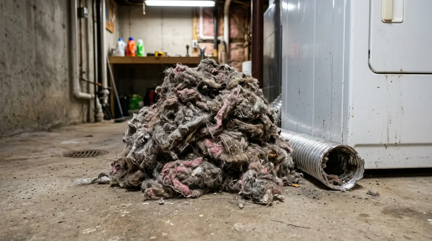 Lint removed from a dryer vent