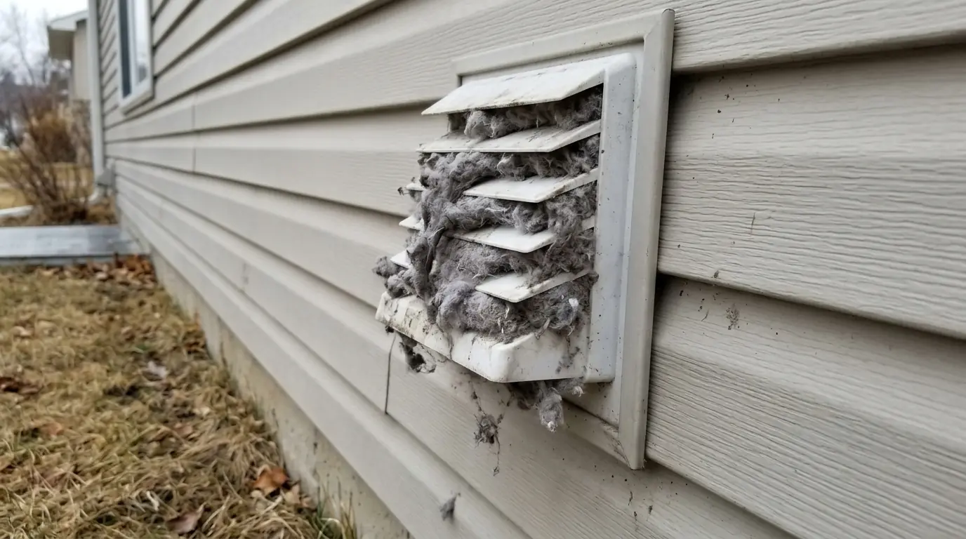 Dryer vent hood clogged with lint