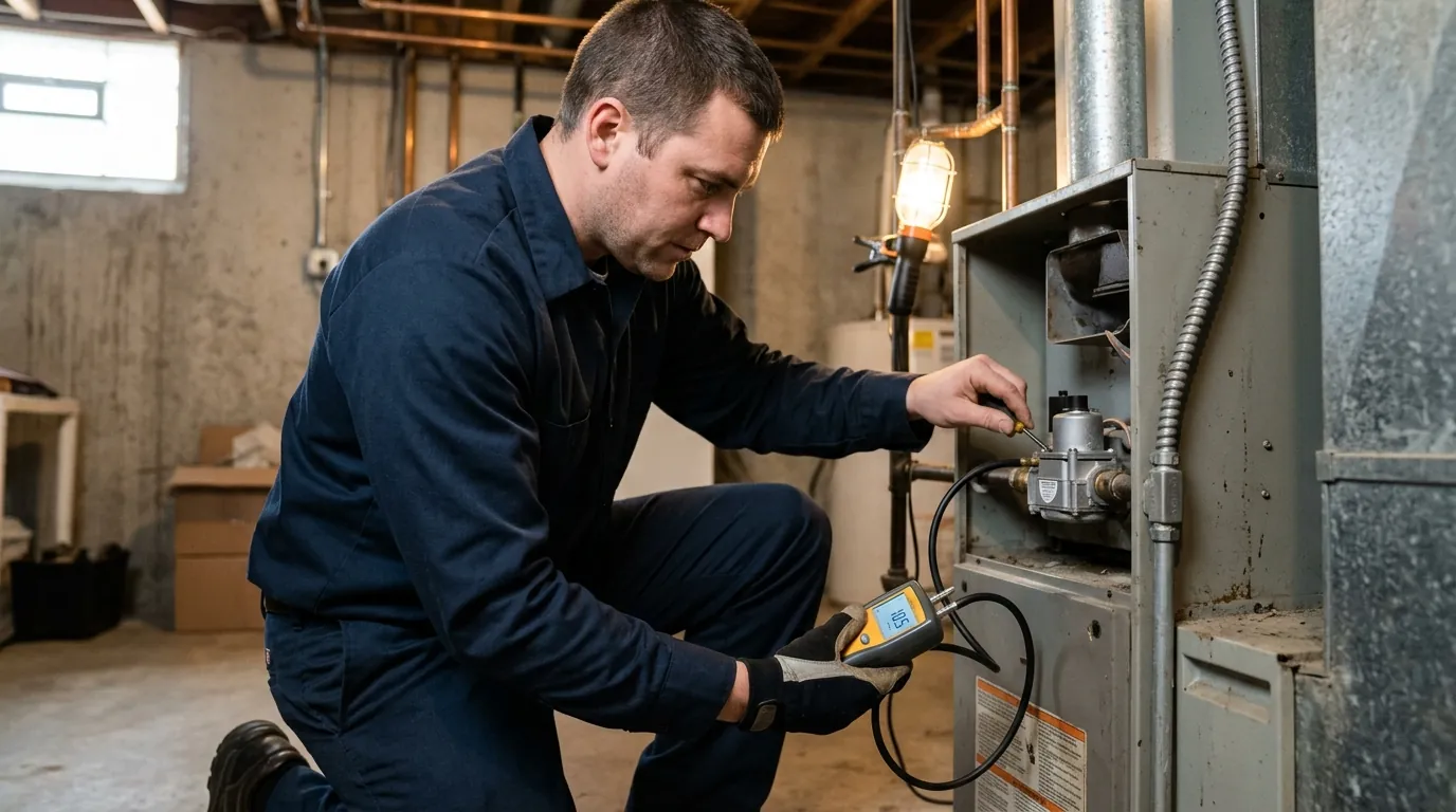 Measuring propane gas pressure at a furnace