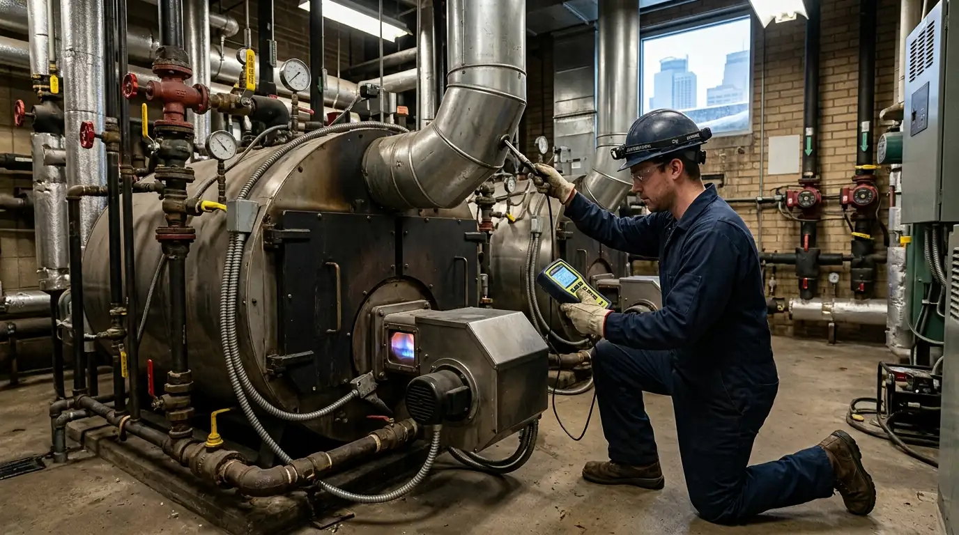 Combustion analysis on a commercial boiler