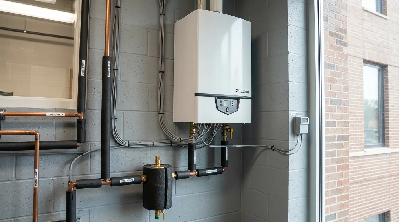Condensing boiler with low loss header