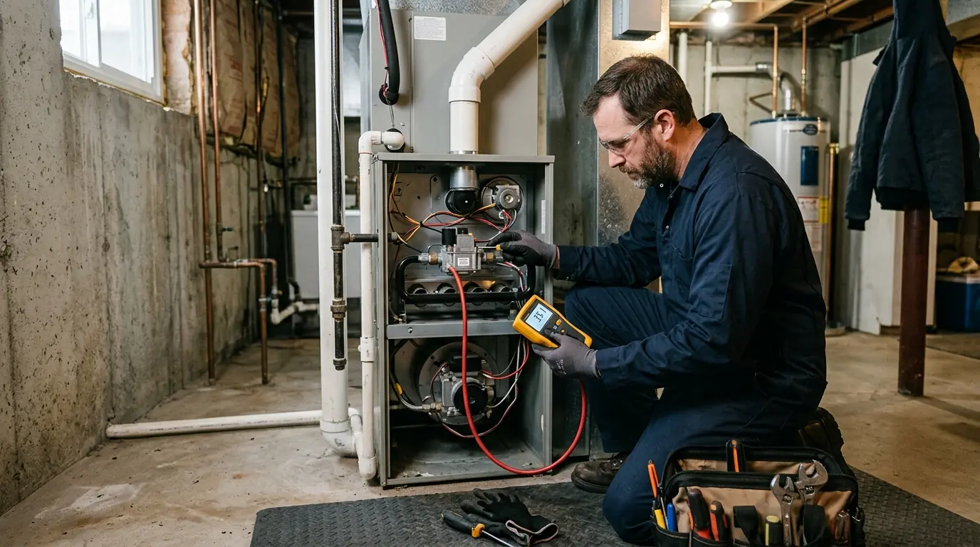 Checking furnace gas pressure during a tune-up