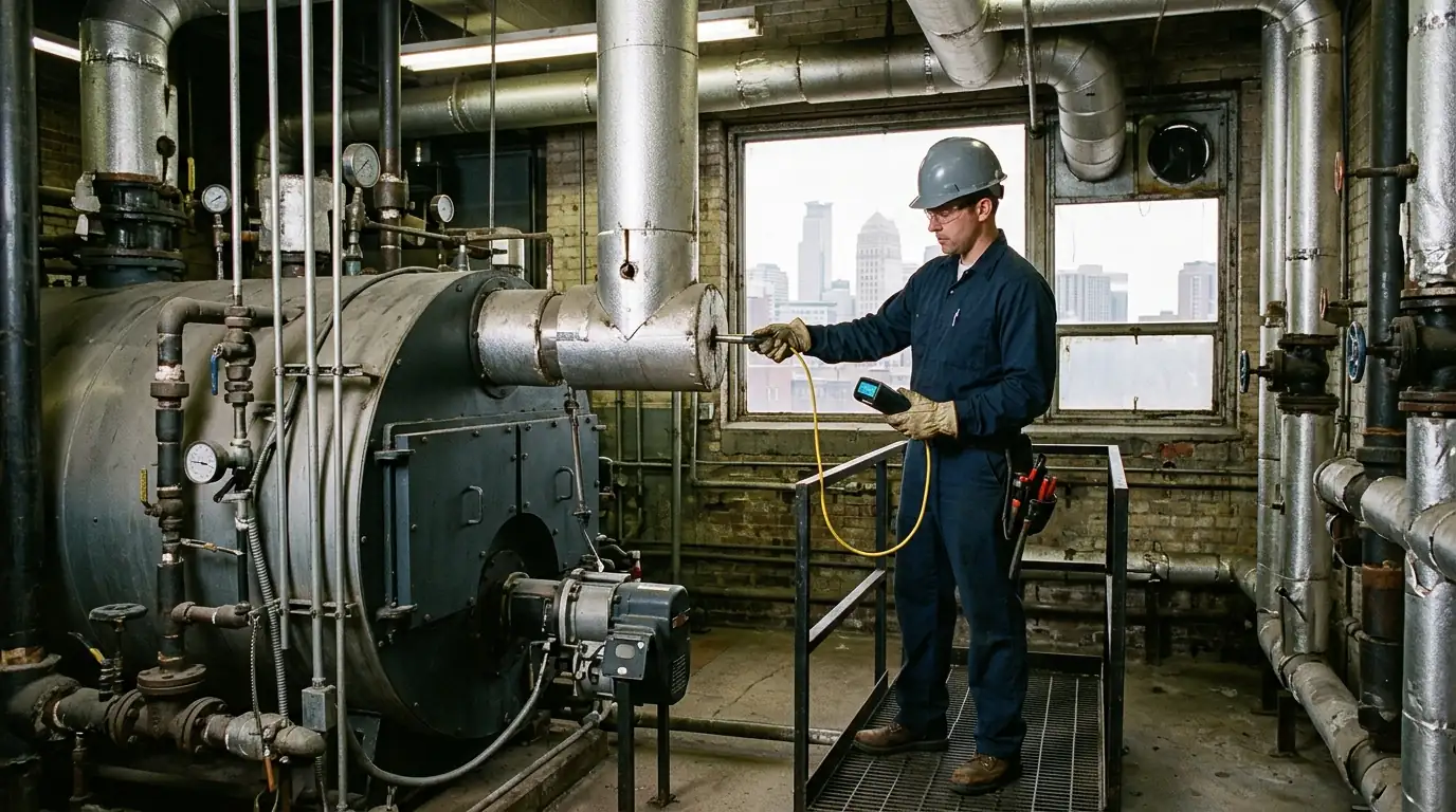 Combustion analysis on a boiler flue