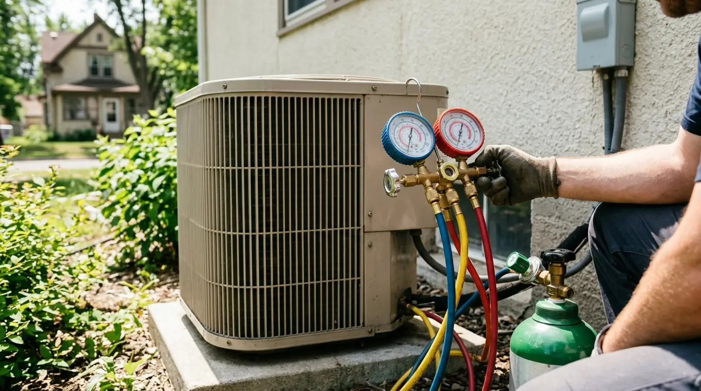 Nitrogen pressure test on an AC system