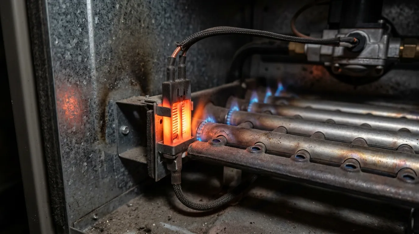 Furnace hot surface ignitor glowing