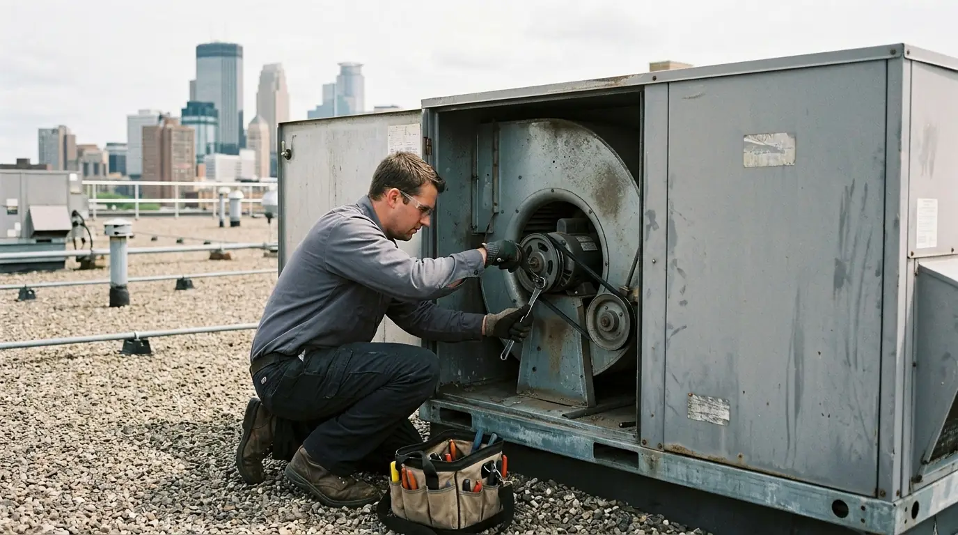 Adjusting a rooftop unit blower belt