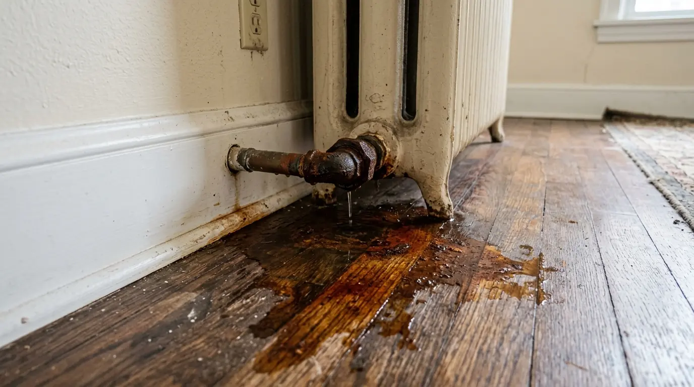 Leaking radiator union connection