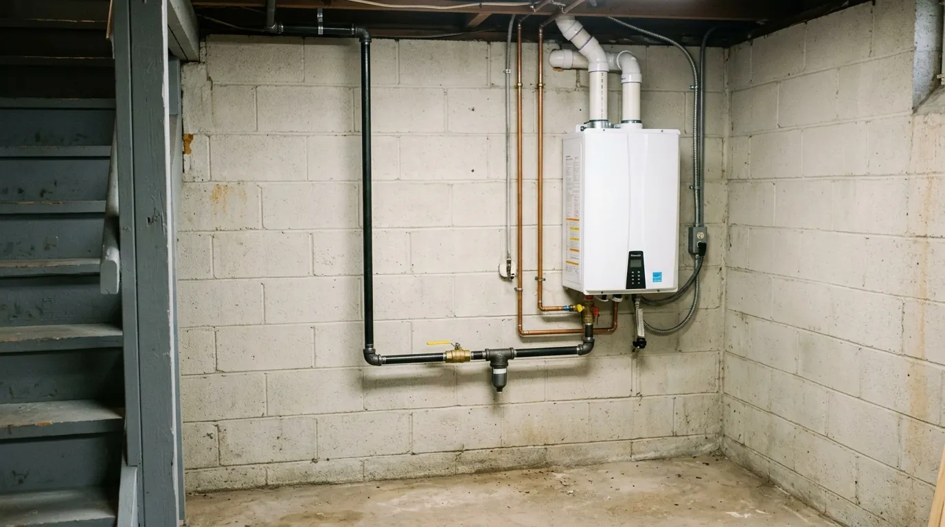 Upsized gas line to a tankless water heater
